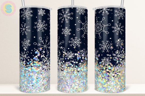 20Oz Glitter Snowflakes Tumbler Wrap