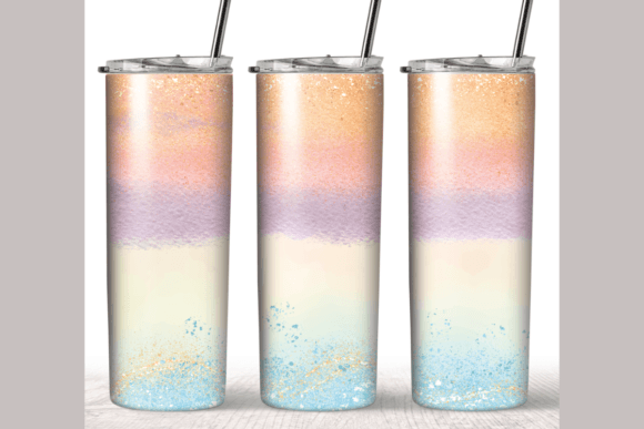 Beach Sunset Glitter Tumbler Wrap