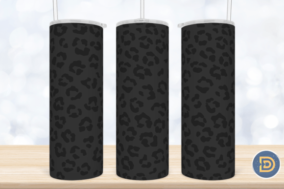 Black Leopard 20Oz Tumbler Wrap PNG