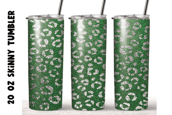 Christmas Green Glitter Leopard Tumbler