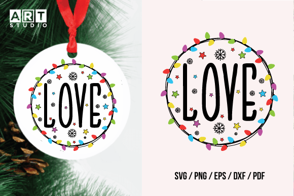 Christmas Round Sign Love SVG