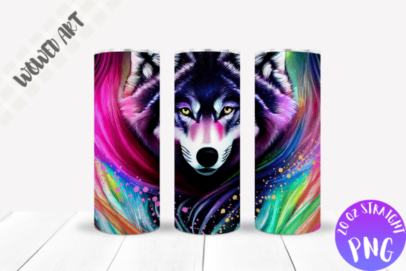 Colored Wolf 20 Oz Skinny Tumbler Wrap
