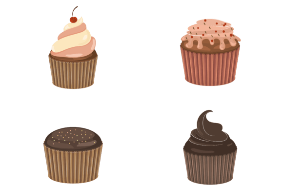 Cup Cake Decoration Vector