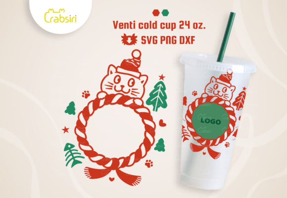 Cute Cat Christmas Cold Cup 24oz.