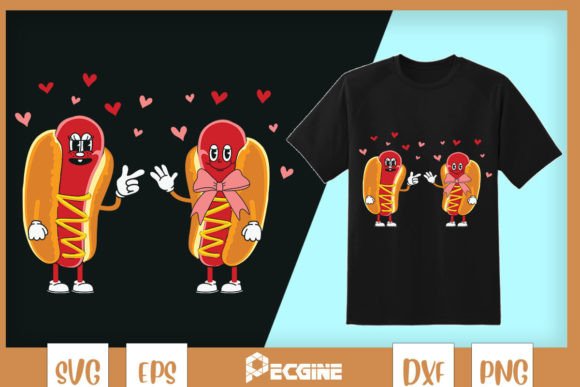 Cute Hotdog Couple Valentine SVG