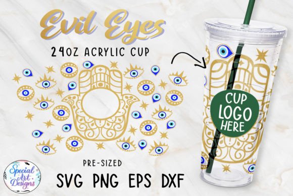 Evil Eyes 24 Oz Cold Cup Can Wrap
