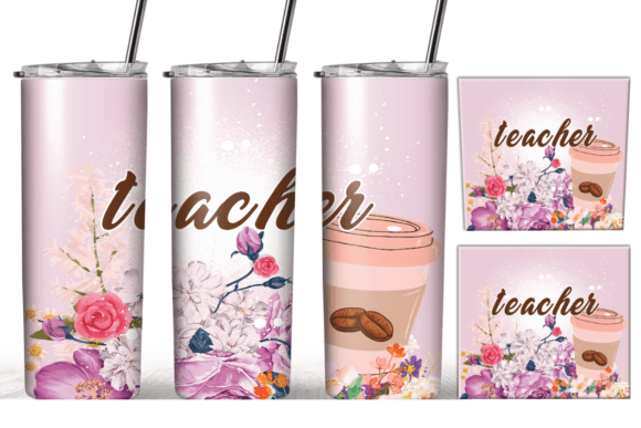 Flowers Coffee Teacher Tumbler Wrap
