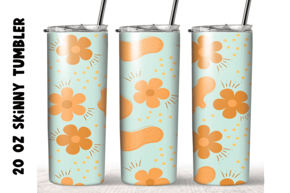 Orange Flowers Boho 20oz Skinny Tumbler