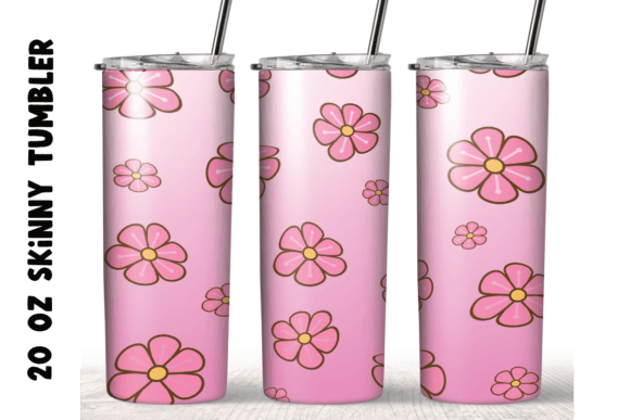 Pink Cute Flowers Tumbler Wrap