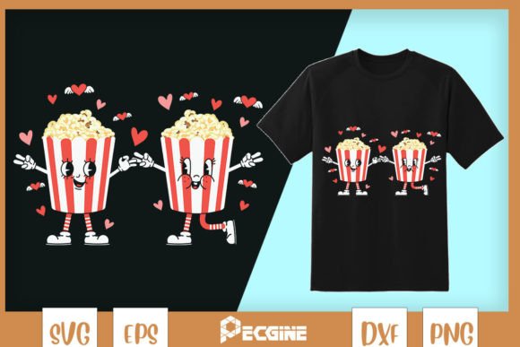 Popcorn Couple Fastfood Valentine SVG