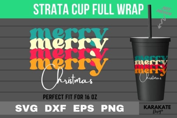 Retro Merry Xmas, 16 Oz Strata Cup Wrap