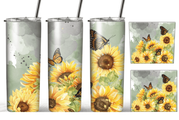Watercolor Sunflower Tumbler Wrap